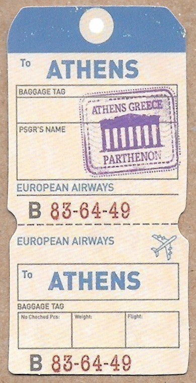 Athens Sticker Die Cut Vintage Luggage Tag Greece Travel Decal