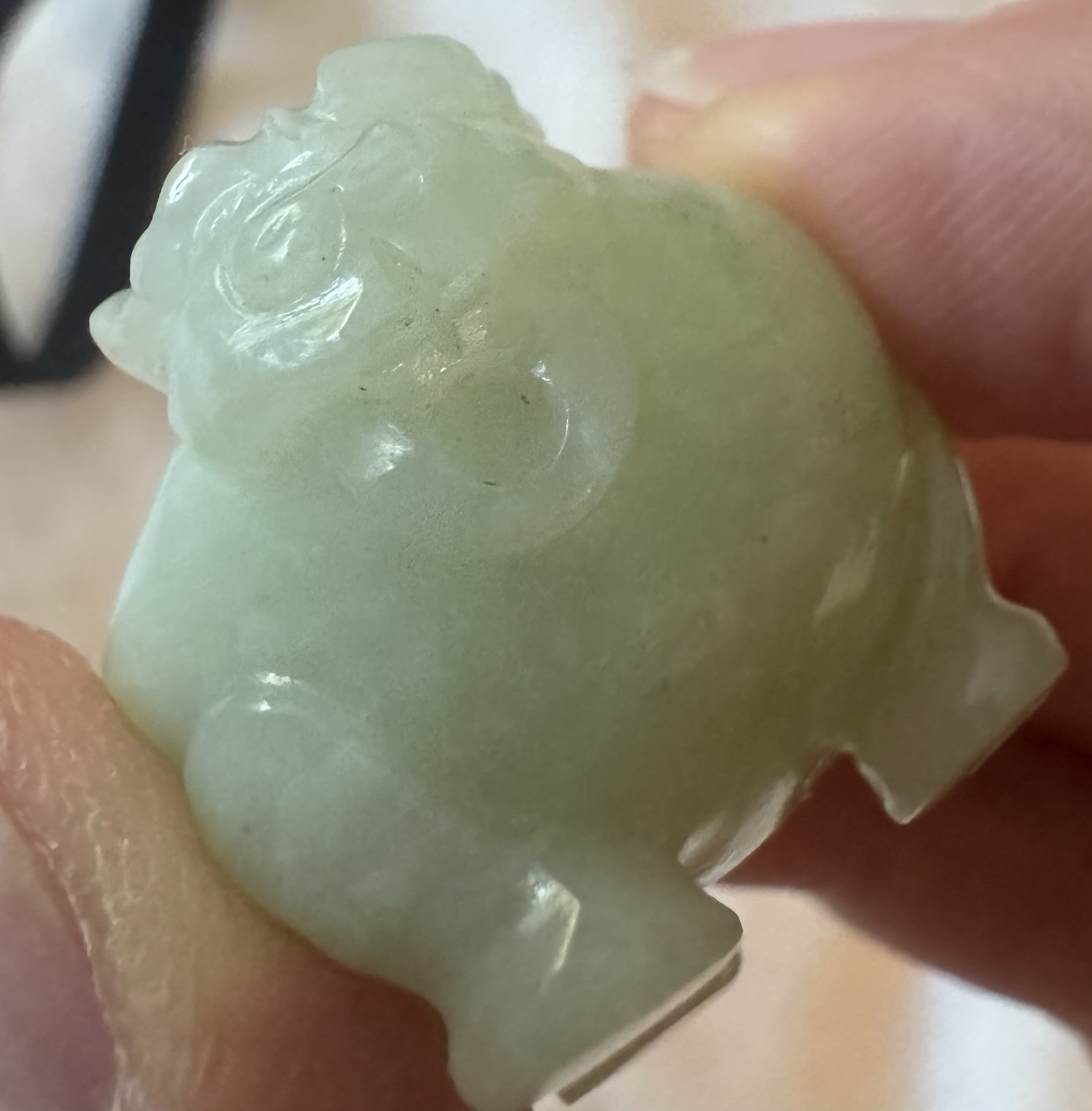 2 Vintage Rare Chinese Carved Jade – Miniature Foo Dog Incense Burners