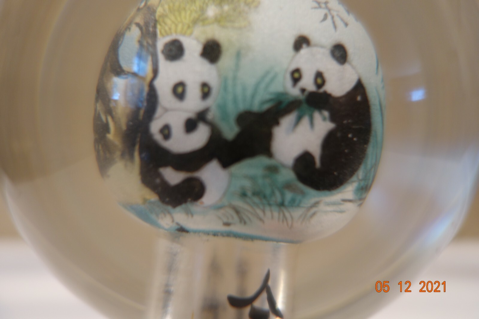 Panda Bear Family Crystal Globe, Hand Painted, 3.18″X3.18″