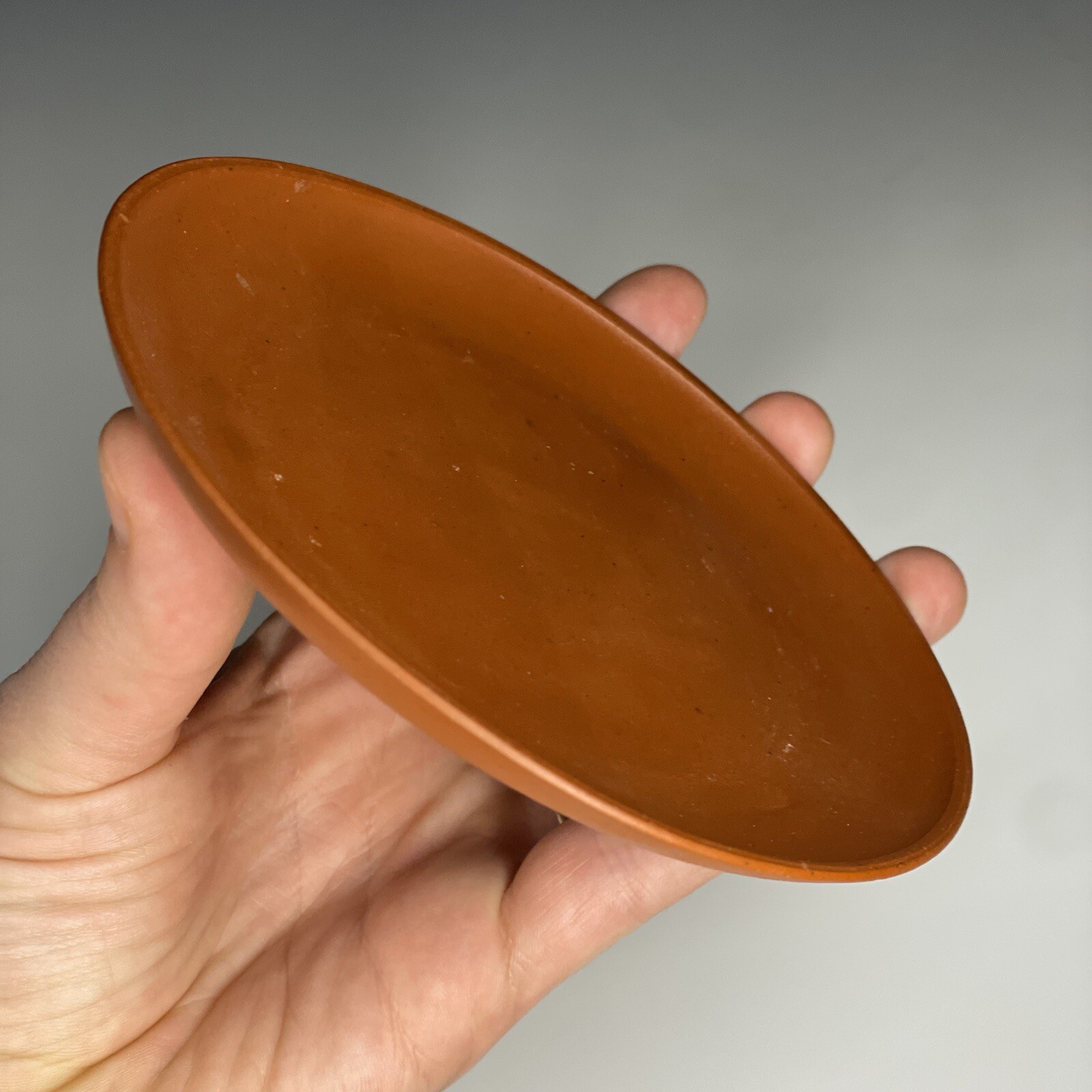 Vintage 20th C. 5″ Yixing Red Ware Pottery Tea Plate Saucer Nappy Asian Chinese