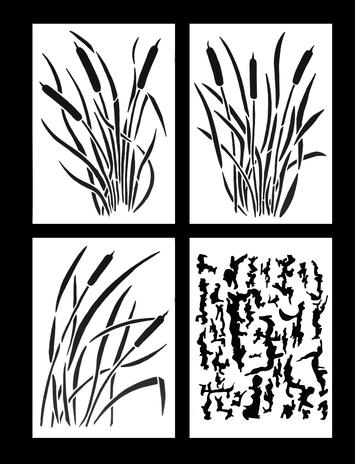 Jon Boat Camouflage stencils Cattails Bottomland DIY Camo Painting Stencils