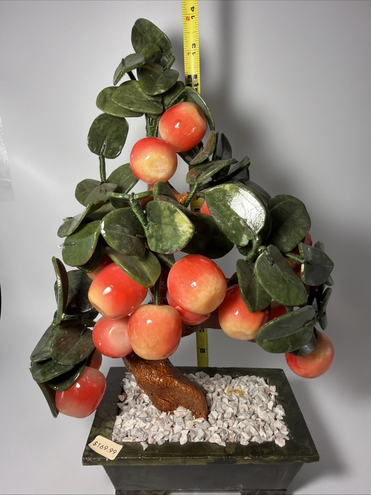 Vintage Chinese Jade Peach Bonsai Tree Sculpture Large ~14inch Heavy ~6lb