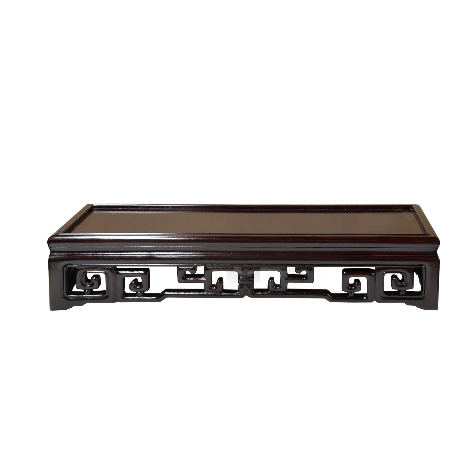Dark Brown Stained Oriental Geometric Rectangular Display Table Stand GB246