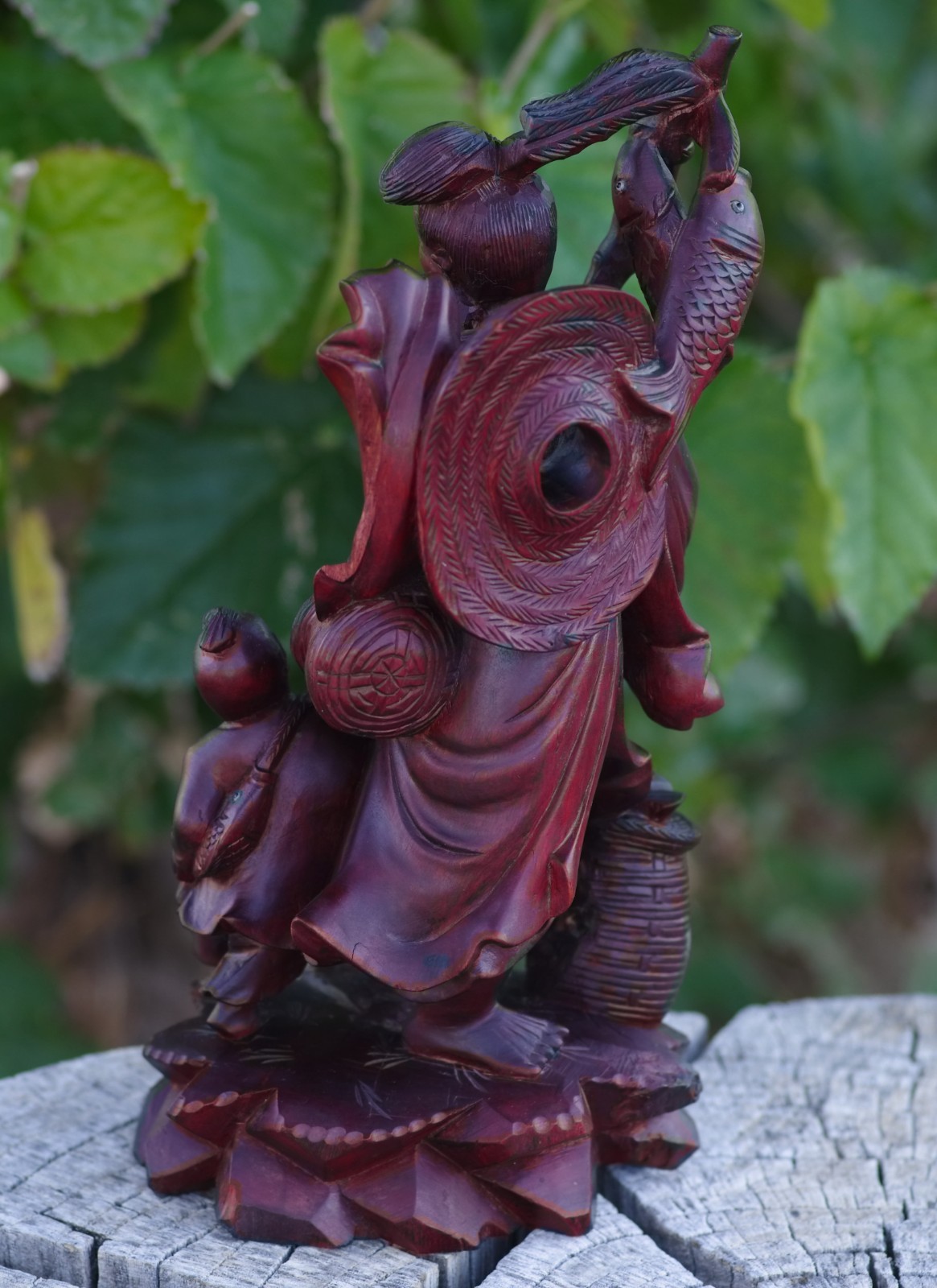 Oriental Boxwood Hand Carved Shou Lao 12″ China 1950’s MAGNIFICENT SKILLFUL ART!