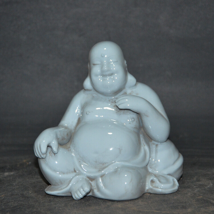 4.7″ Chinese Jingdezhen White Glaze Porcelain Buddhism Maitreya Buddha Statues