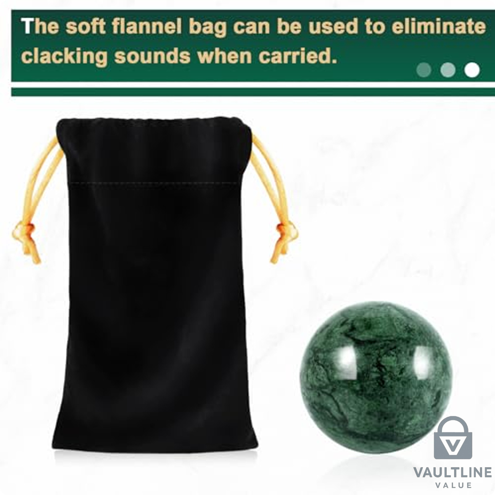 2 Pack Learay Green Marble Baoding Balls for Hand Exercise and Stress Relief