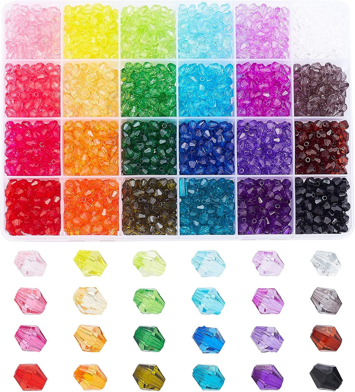 2160PCS Crystal Bicone Beads 24 Colors Faceted Beads for Jewelry Making