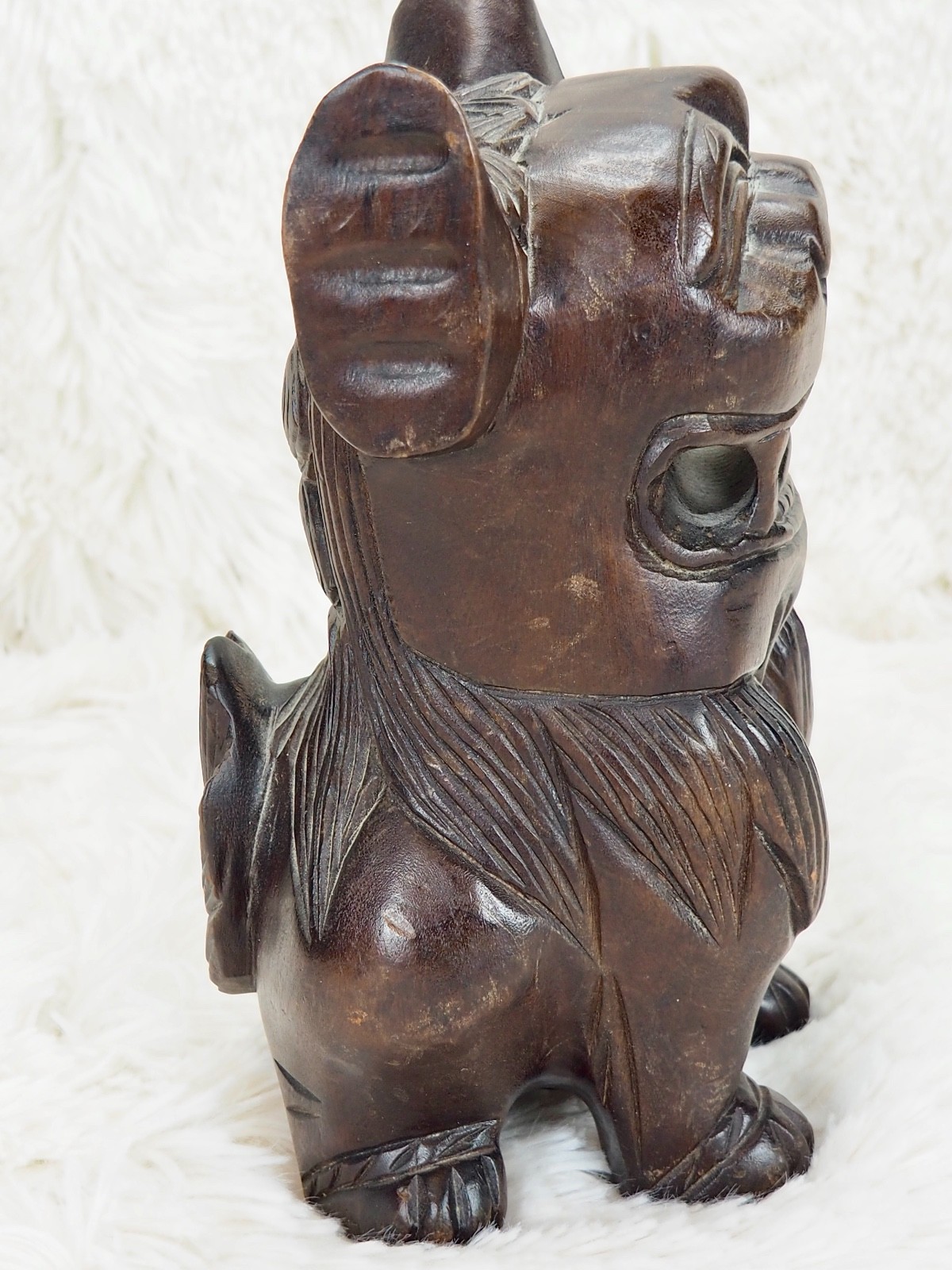 Chinese Foo Dog – Carved Wood Solid – Vintage/Antique – 8.5″ Tall