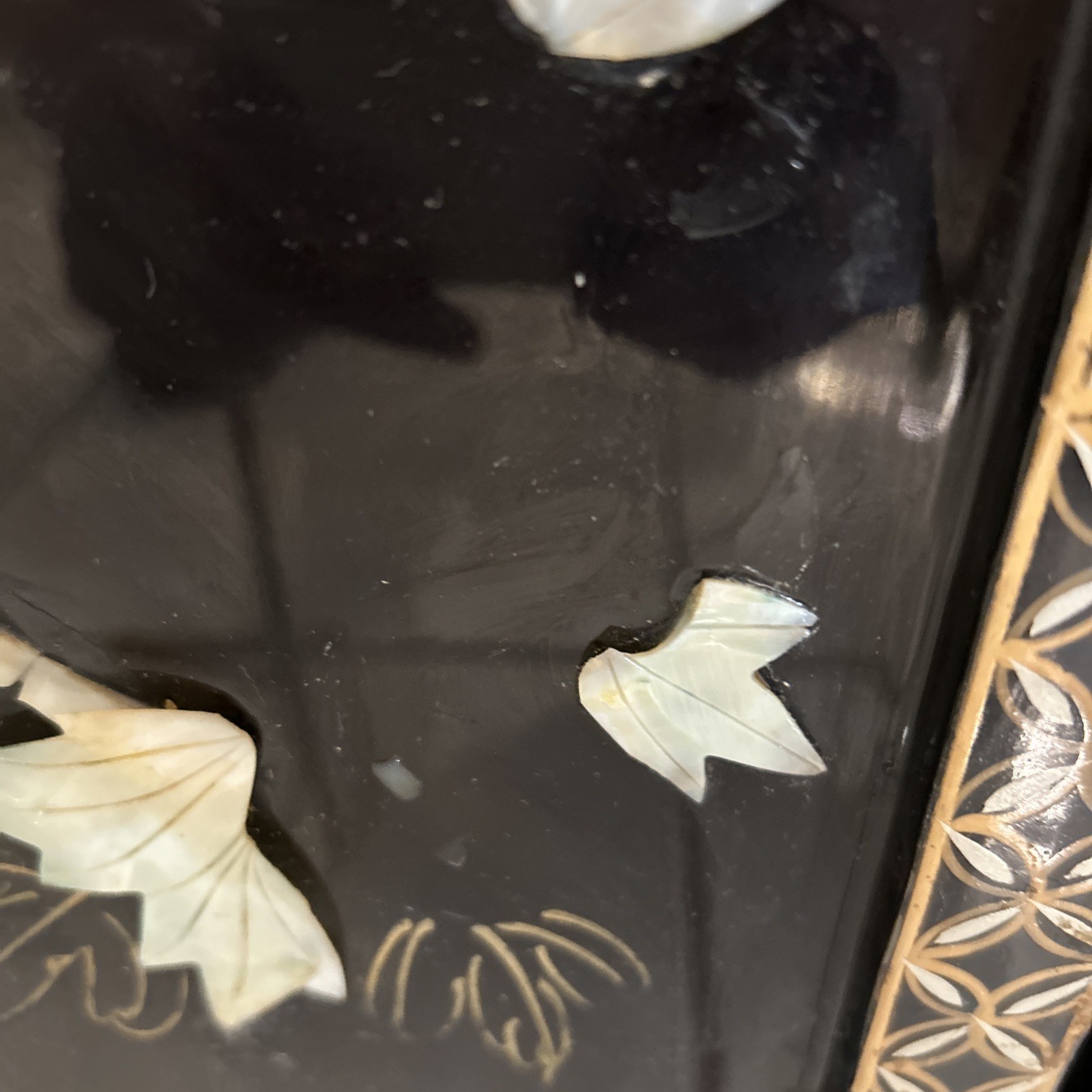 2 Vintage Oriental Asian White Mother of Pearl Four Panel Screen Flowers & Birds