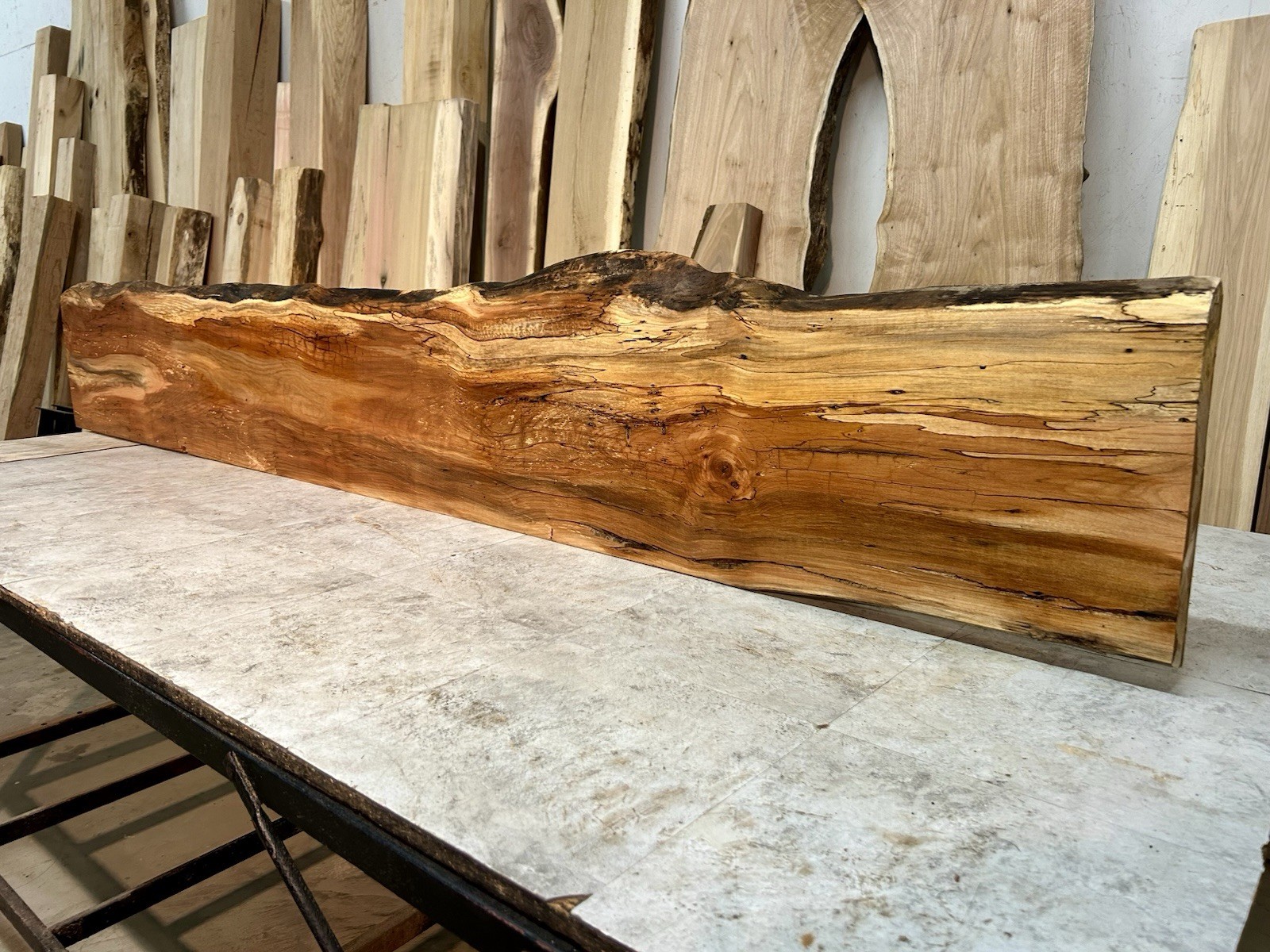 Rustic Spalted Maple Mantle/Fireplace Mantel Beam/Stunning/Live Edge Mantel
