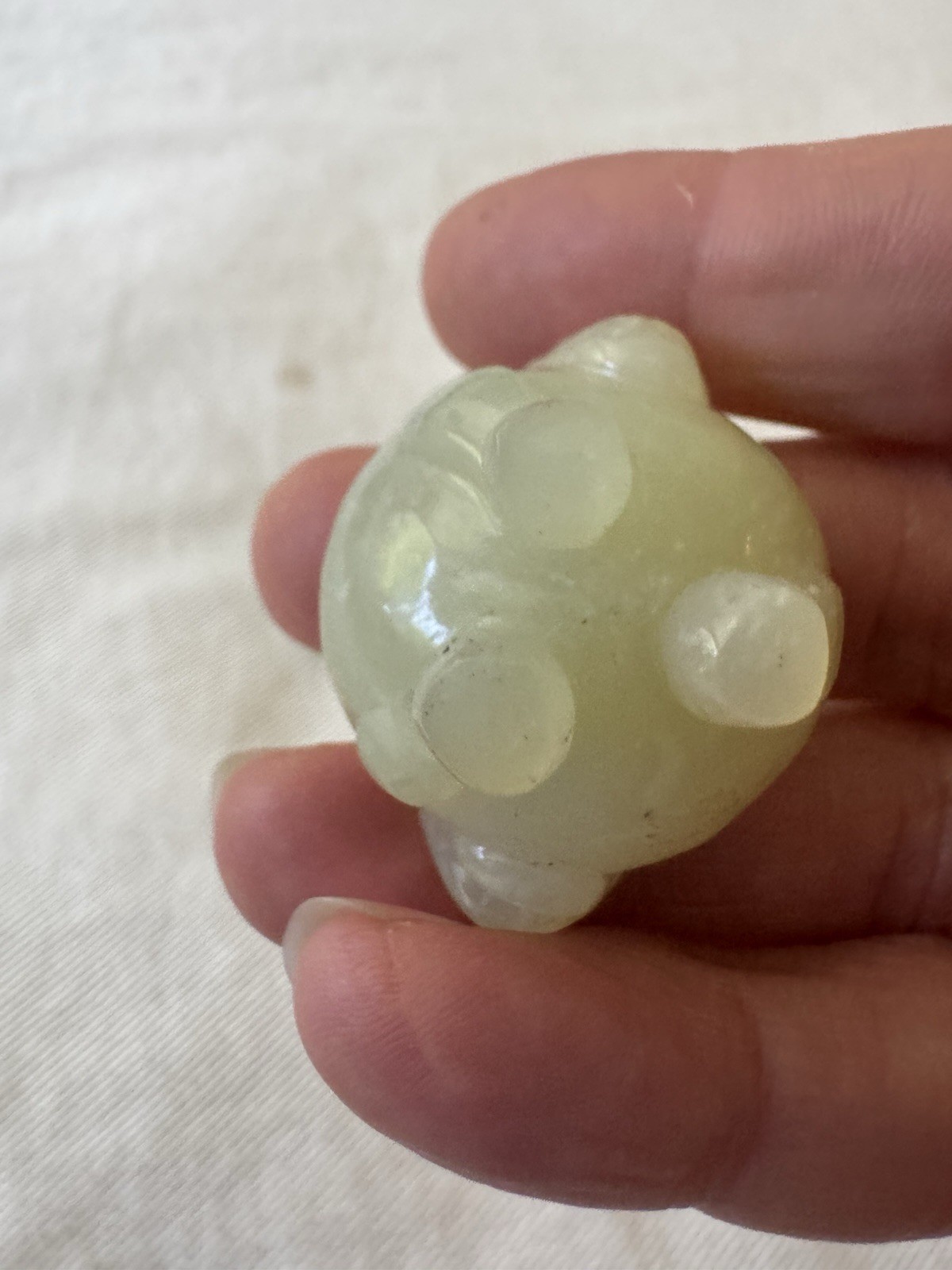 2 Vintage Rare Chinese Carved Jade – Miniature Foo Dog Incense Burners