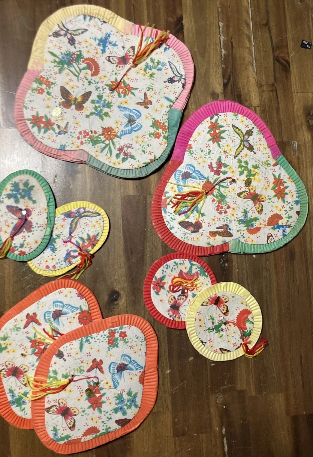 Lot of 8 Vintage Chinese Paper Butterfly Lanterns