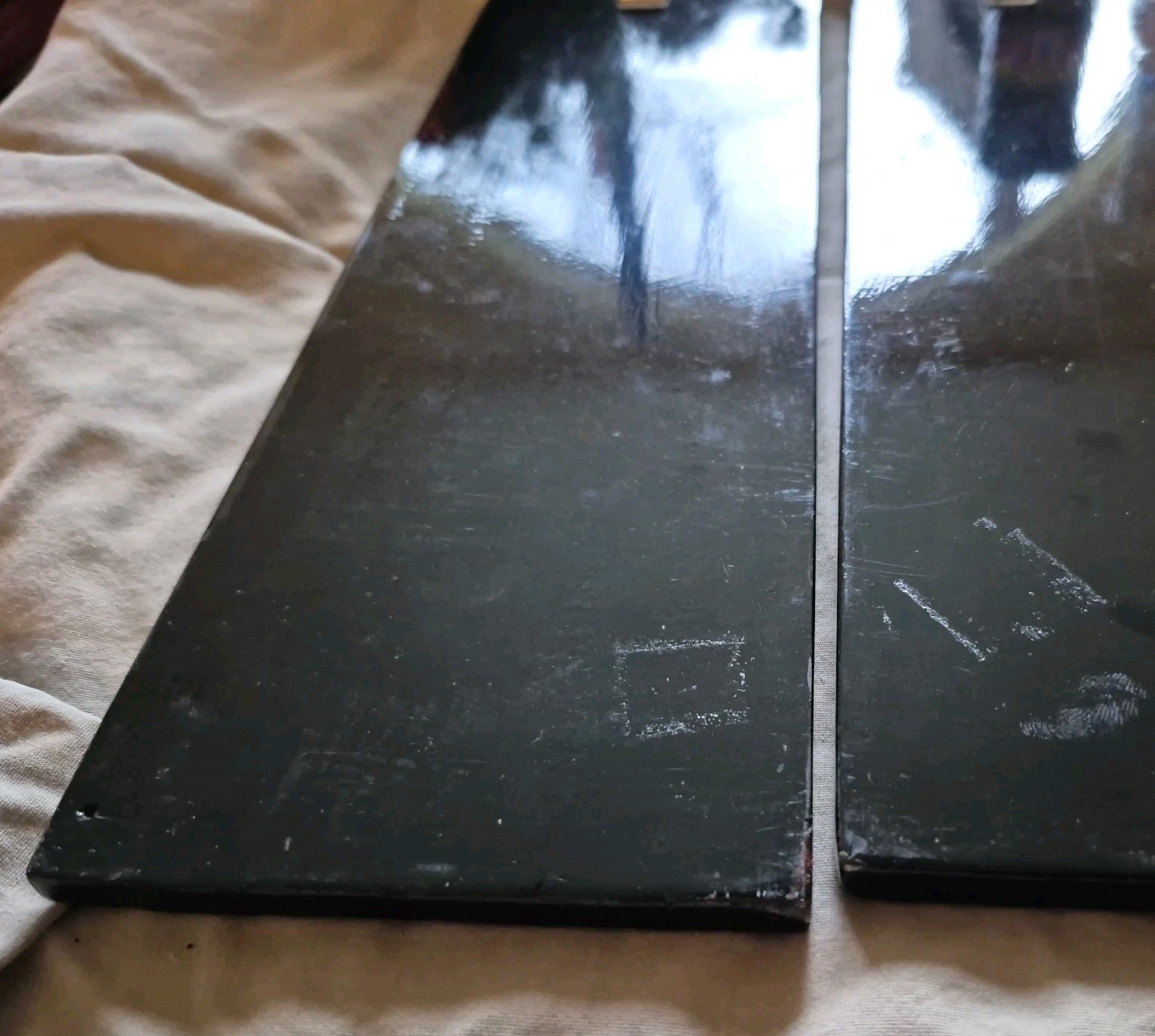 4 Vintage Asian Vietnamese Hand Painted Black Lacquer Wall Art Plaque Panels