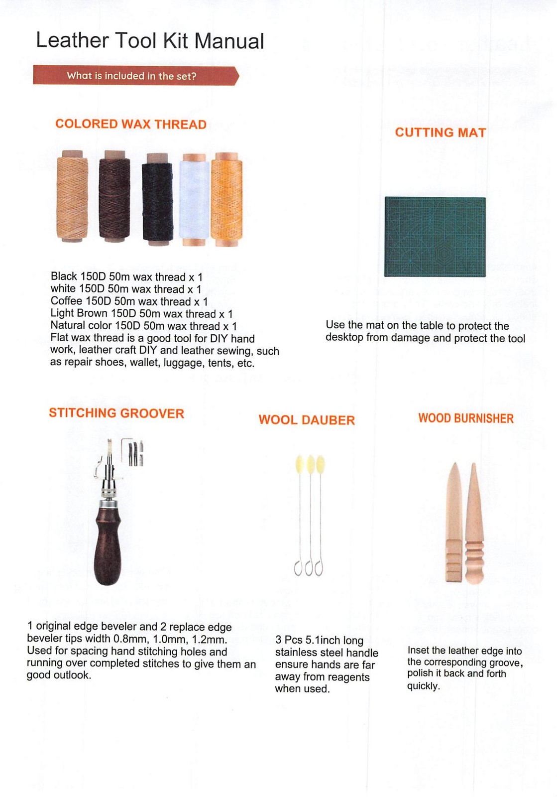 Leather Craft Tool Kit Set for DIY Stitching, Cutting, Skiving & Repair – M0028