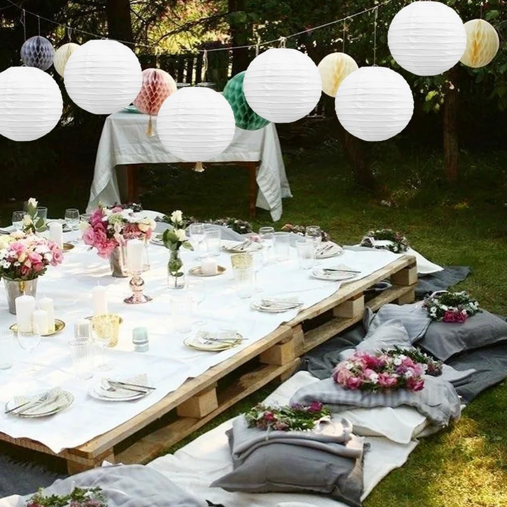 10-Inch White Paper Lanterns Decorative Chinese/Japanese Hanging round Paper Lan