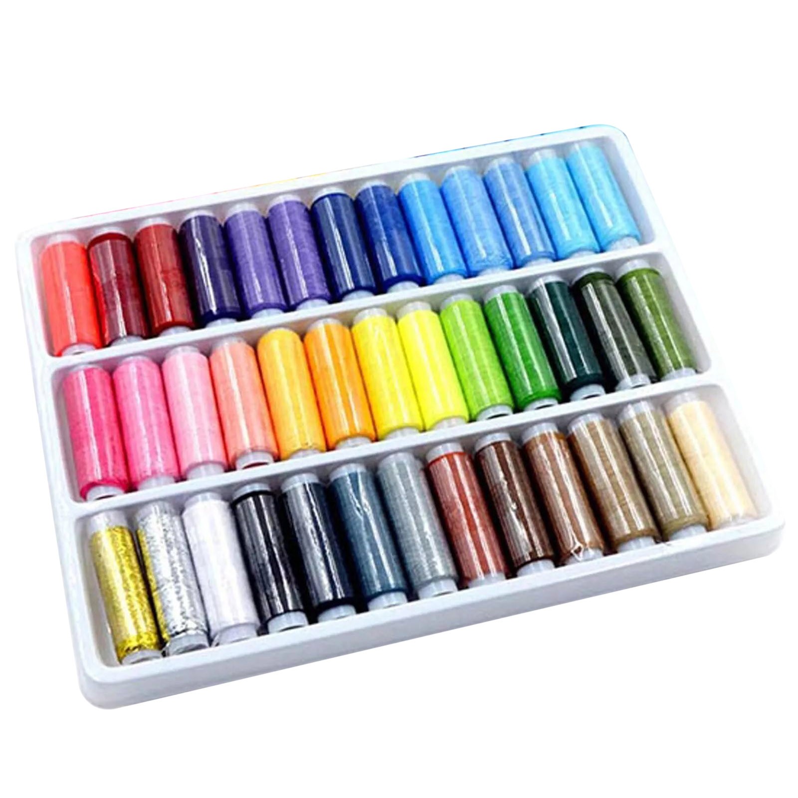 New 39Pcs Colored Sewing Thread Set Rainbow Colors Sewing Thread For DIY Sewing