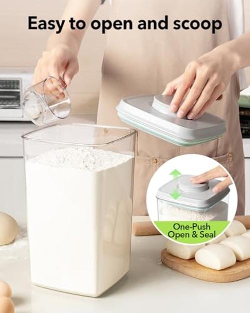 Airtight Pop Food Storage Container with Lid & 130ml Scoop BPA-Free 4L/4.2qt
