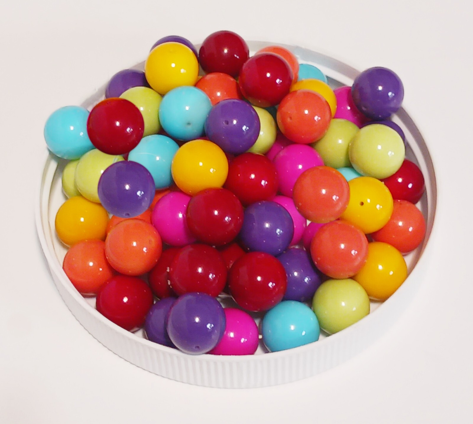 14mm Bright Mixed Colors Acrylic Chunky Round Bubblegum Beads 30 pcs, 1.9mm hole