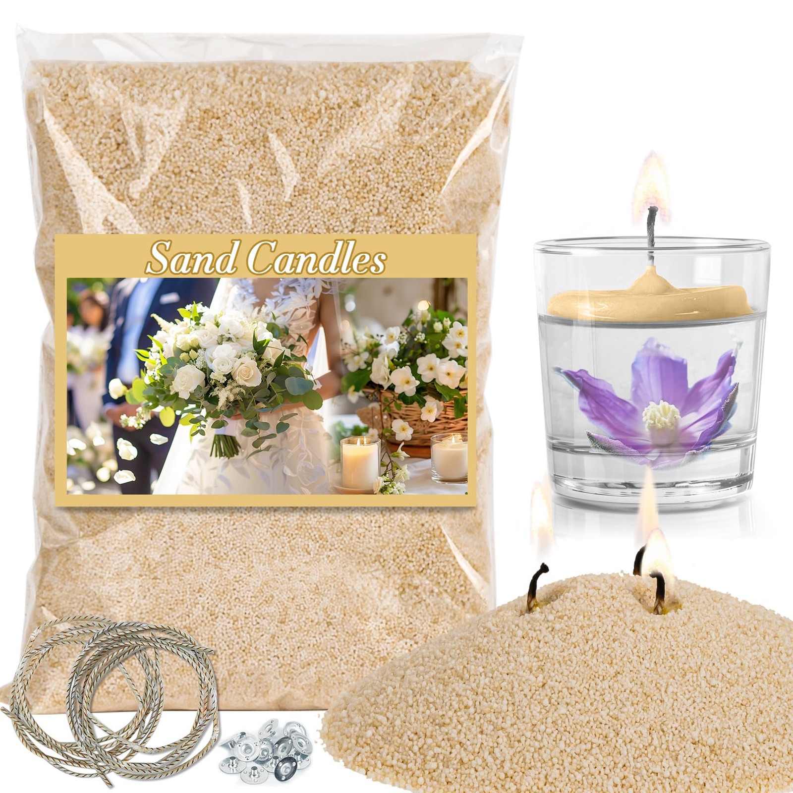 Sukh Nude Snow Pearled-Candles with Wicks – DIY Candle Sand,Pearled Sand Wax wit