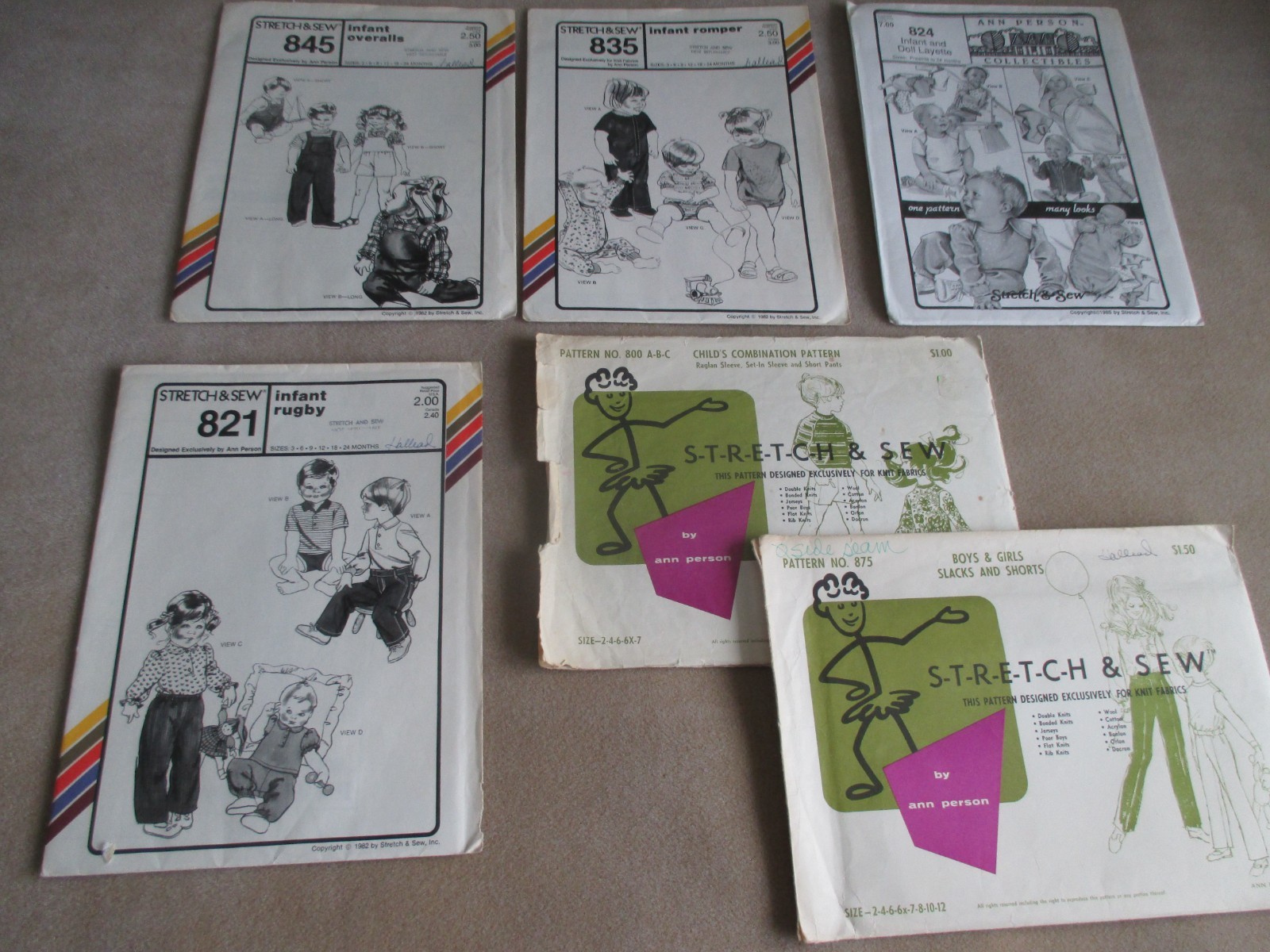 6 Stretch & Sew Sewing Pattern Lot -Infant Preemie Baby Boys Girls Doll