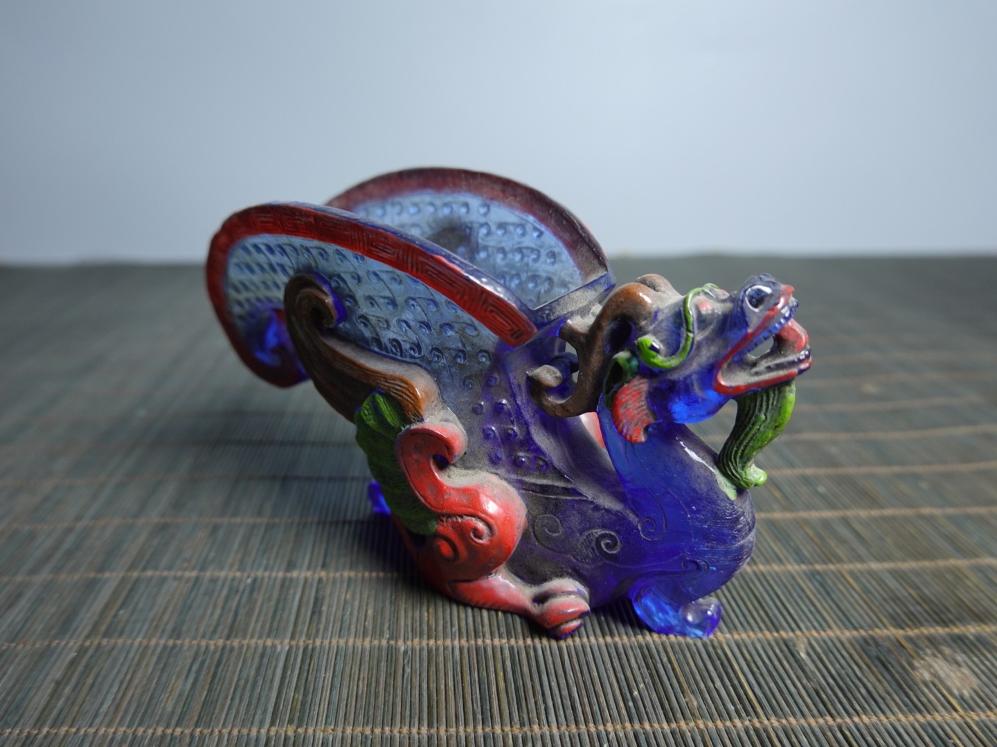5.5″ Collect Old China Coloured Glaze Painted Dragon-shaped Gong Wine Vessel Cup