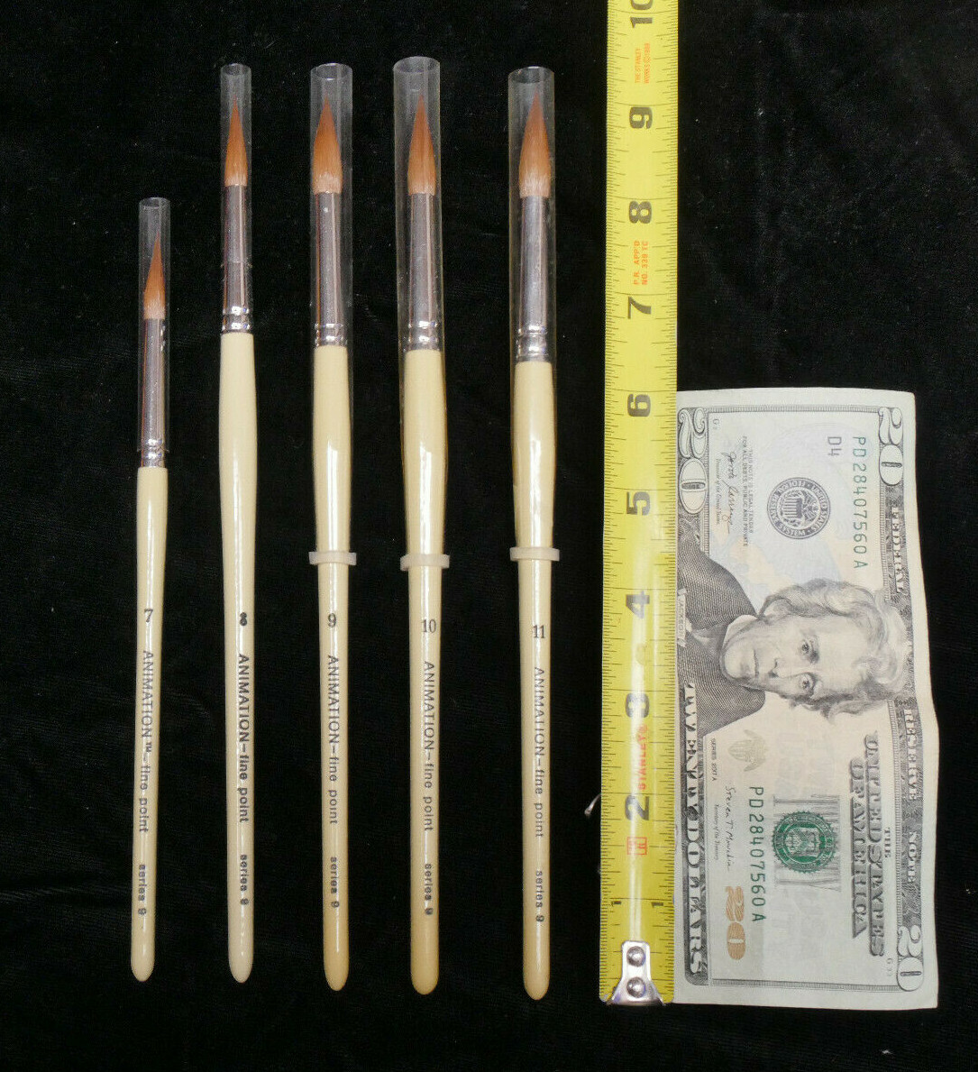 Rare Kolinsky Sable Brushes, Series 9 ANIMATION-Fine Point #7,8,9,10,11