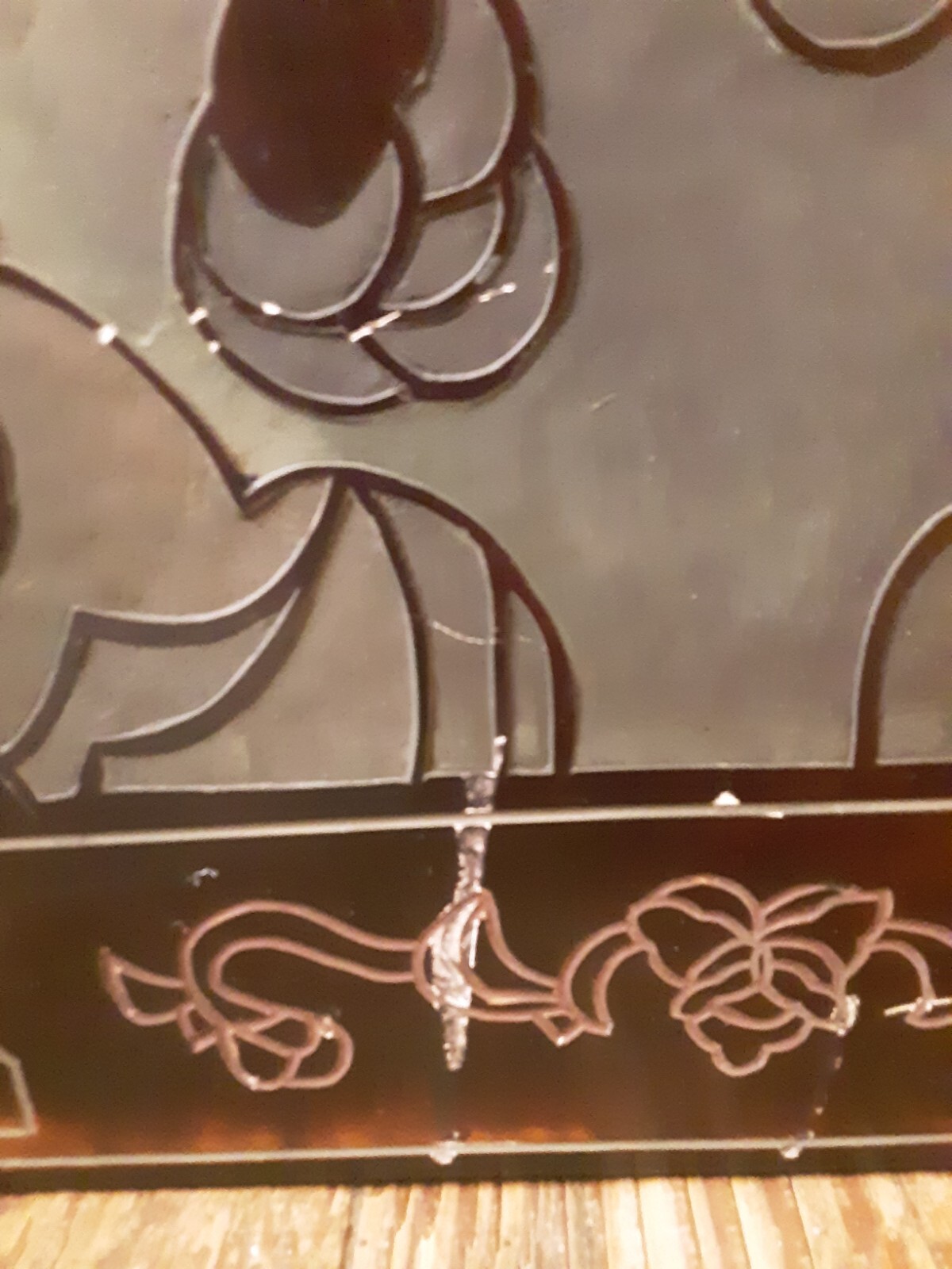 Vintage Black Lacquer Chinese Wall Decor- Large- Set 4-Birds, Flowers