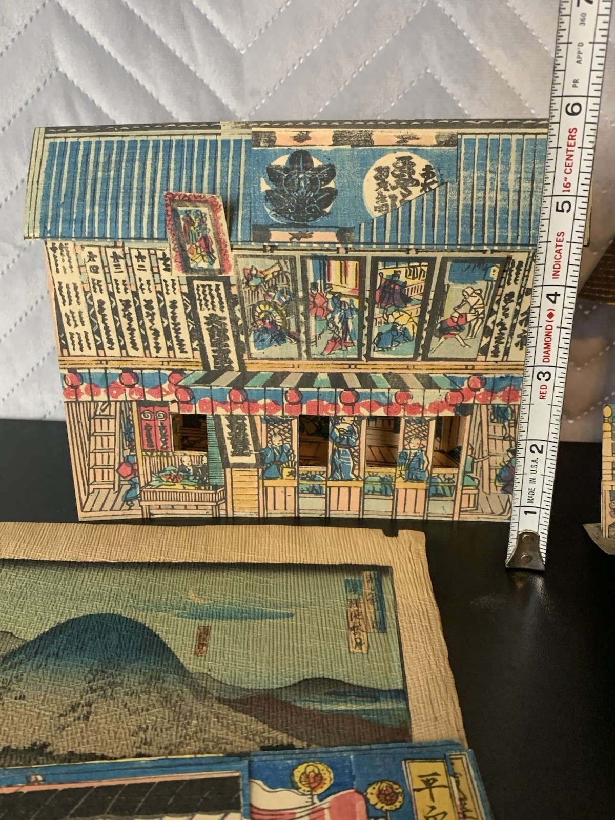 Vintage Antique Painted Paper Chinese Art Unframed Lot 3D Pop Up Home Decor