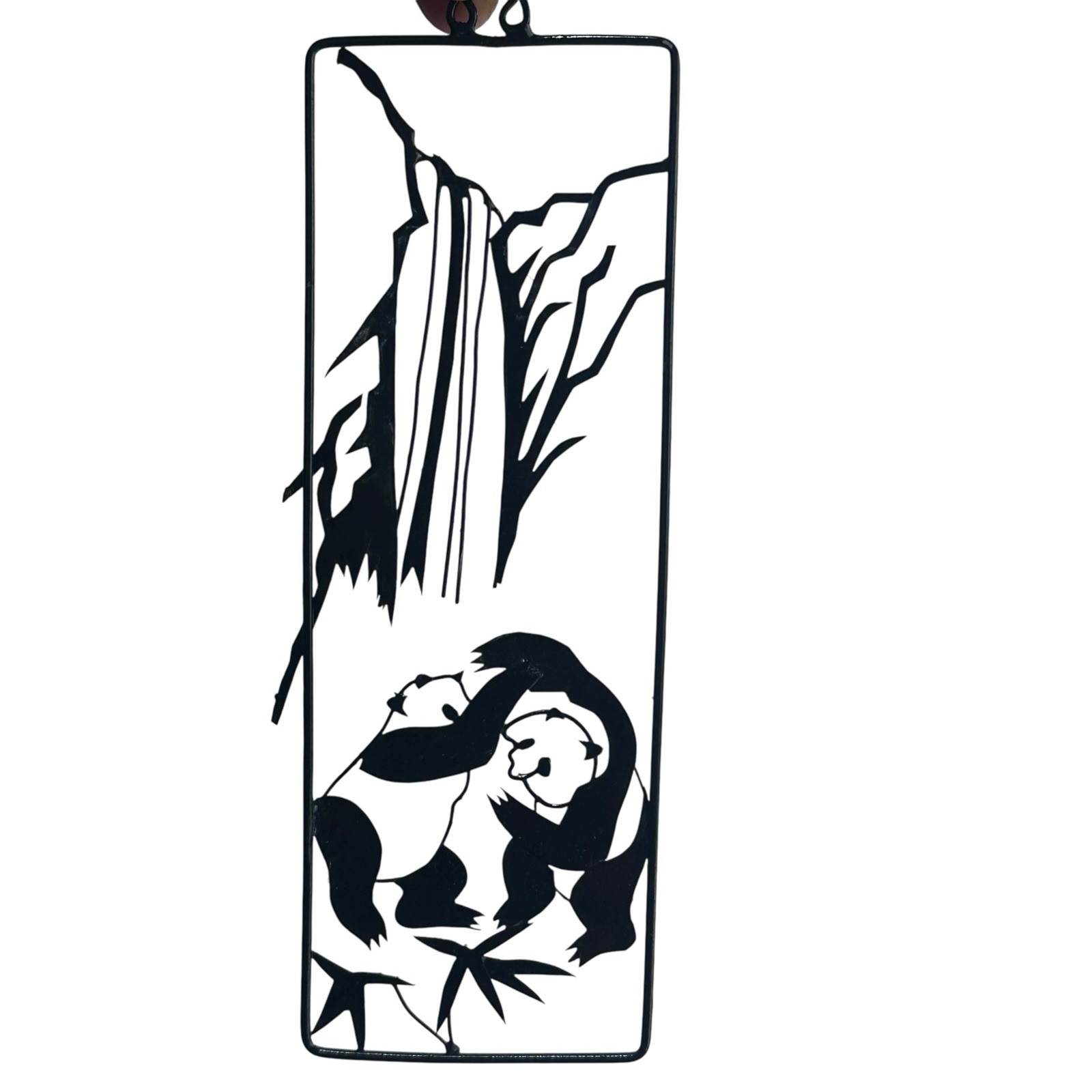 Chinese Iron Picture Panda Bamboo Tin Art Set Of 4