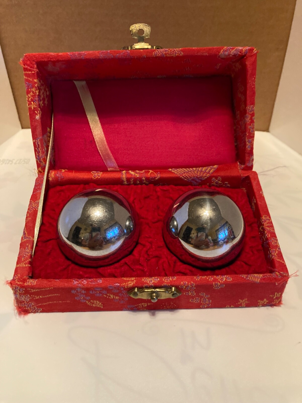 Chinese Harmony Balls Exercise HAND Therapy MEDITATION Metal Chiming w/ Box