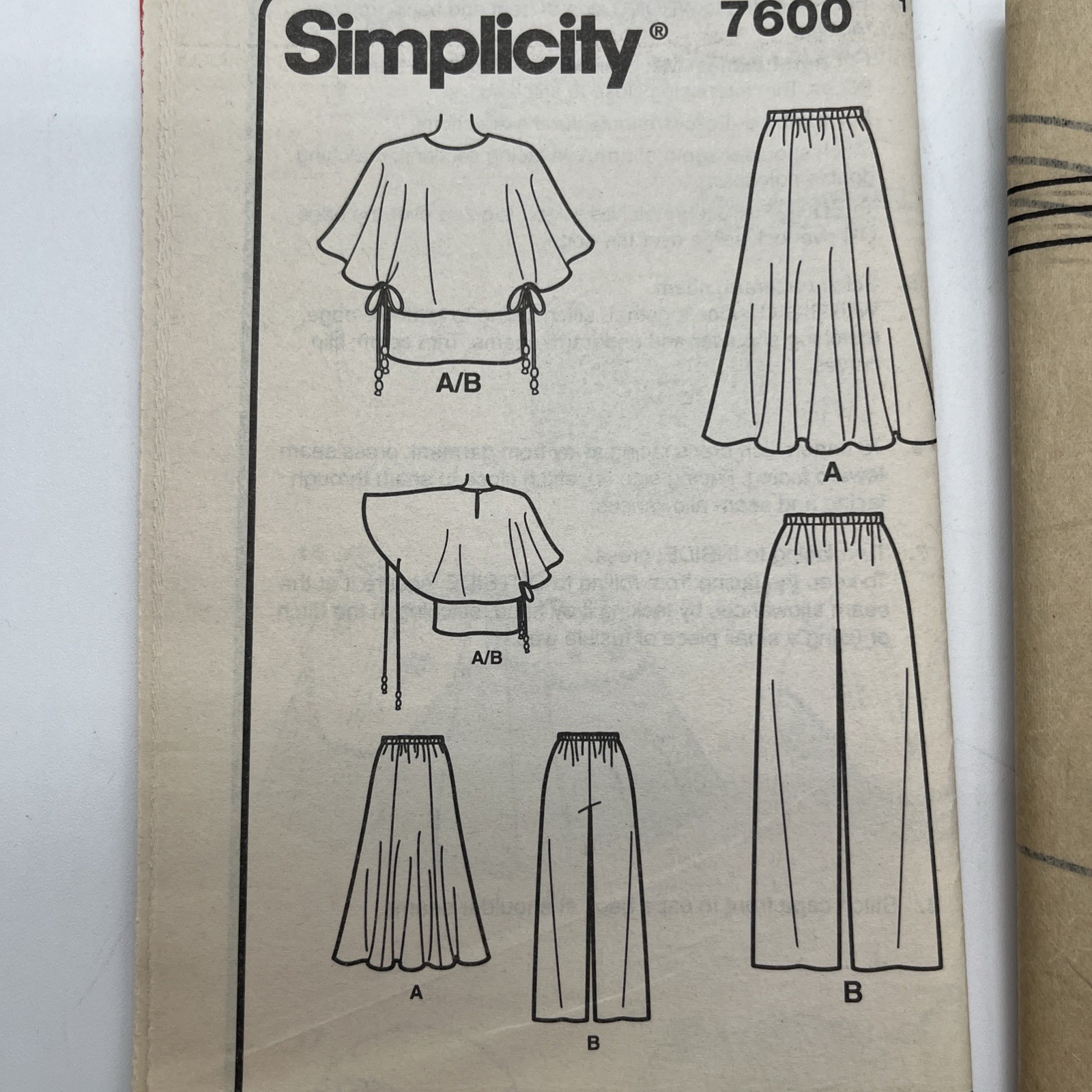 Simplicity 7600 Skirt Pants Top Size Xsm-sm-med Vintage 1997 Uncut