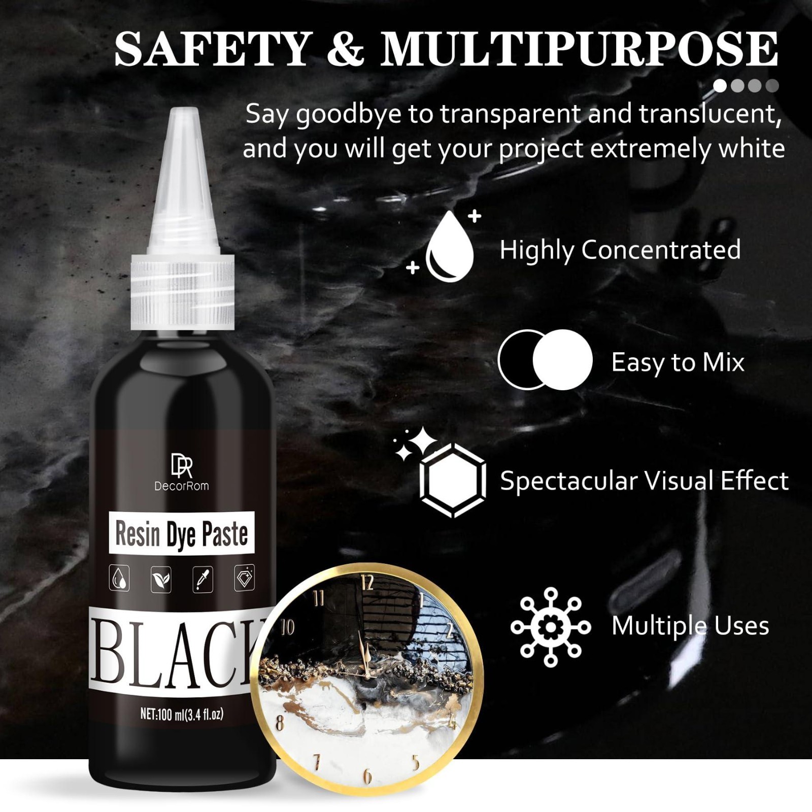 100ml Black Epoxy Resin Pigment Paste High Concentrated Dye Resin Art UV Jewelry