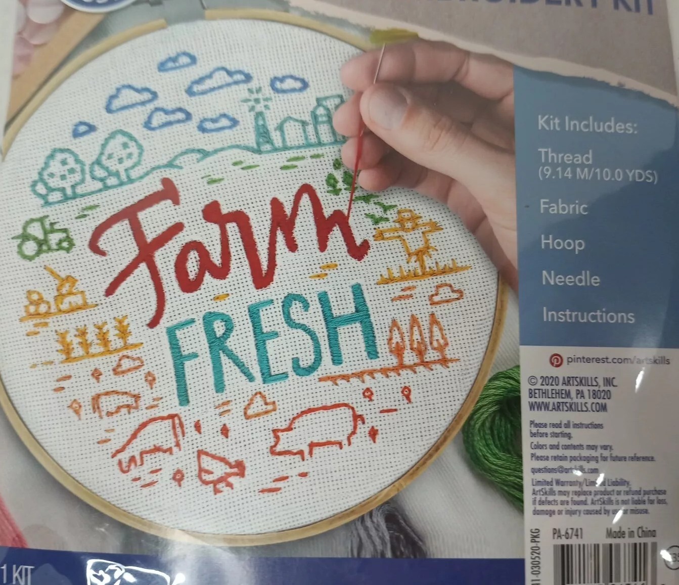 Farm Fresh “Art Skills RUSTIC Embroidery Kit 6” Hoop Included New