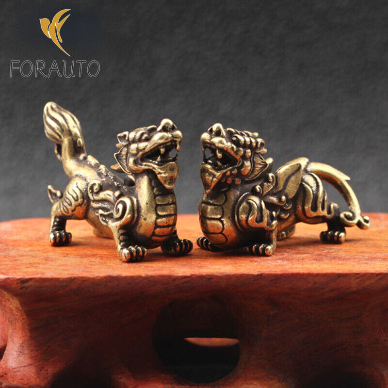 Copper Chinese Mythical Miniature Figurines Ornaments Brass Luck Decorations