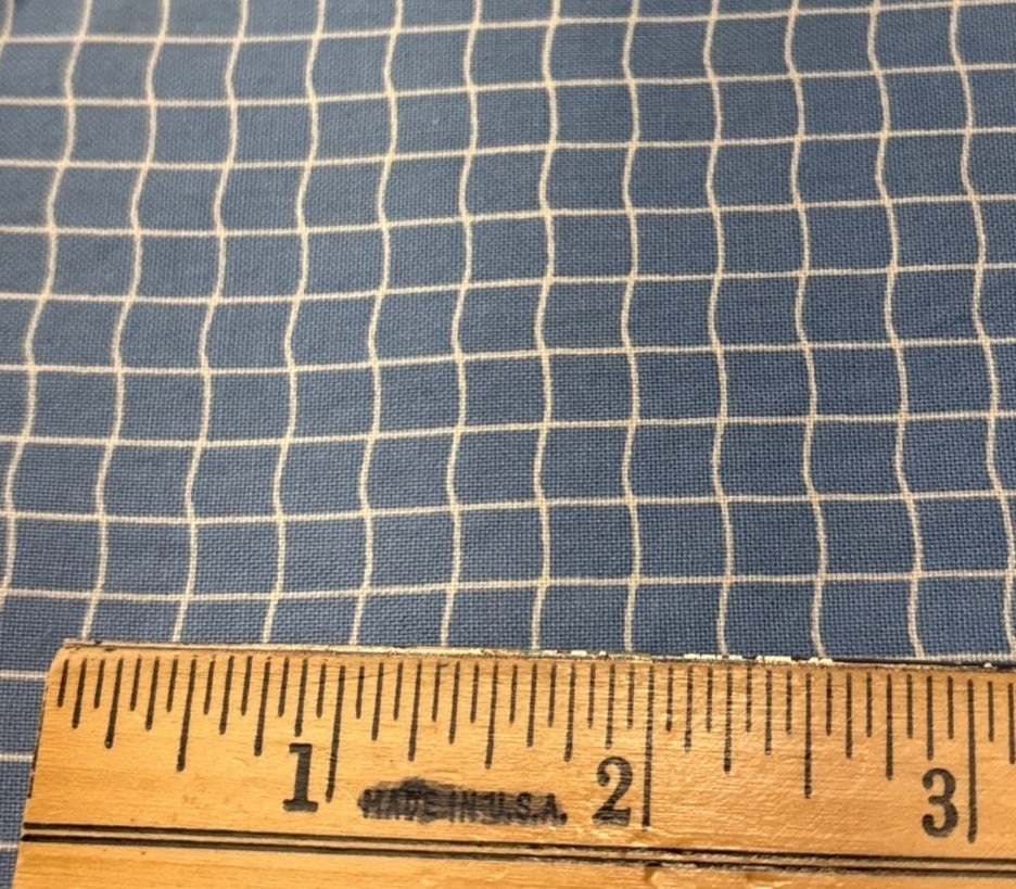 Blue & White Grid Cotton Fabric 20×18″ Crafting Sewing Quilting Material