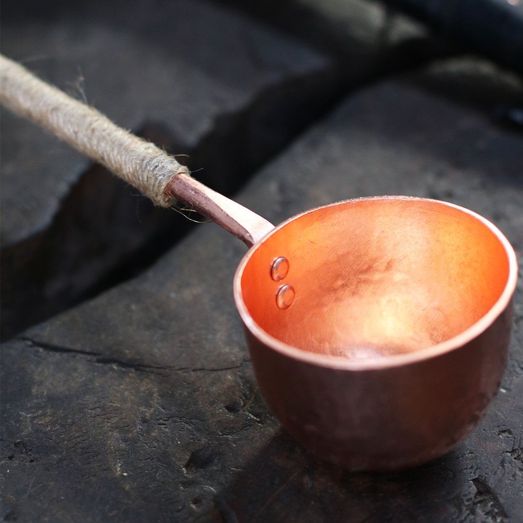 Handmade Hammered Copper Ladle Long Handle Tea & Soup Spoon 22cm