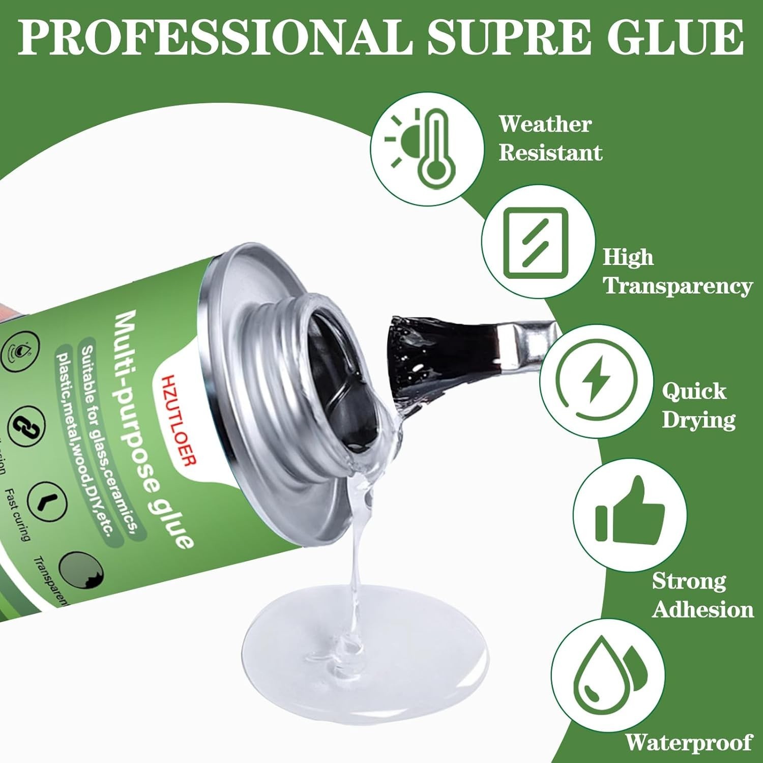 Multi-Purpose Super Glue | 4 oz High Strength Clear Adhesive with Brush | for…