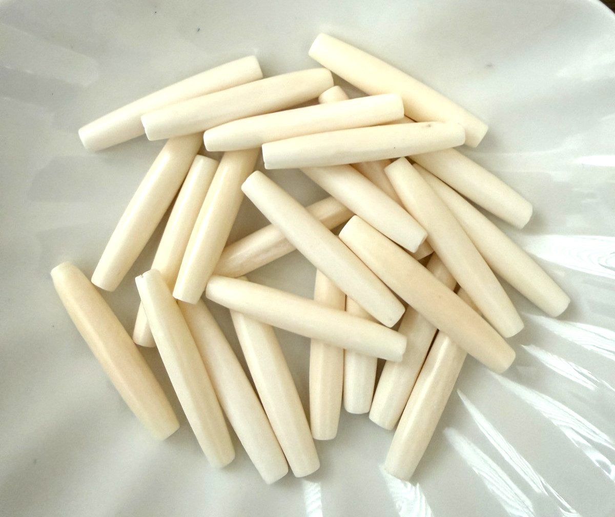 20PC White Buffalo Bone Hair Pipe Tube Beads 1 1/2″