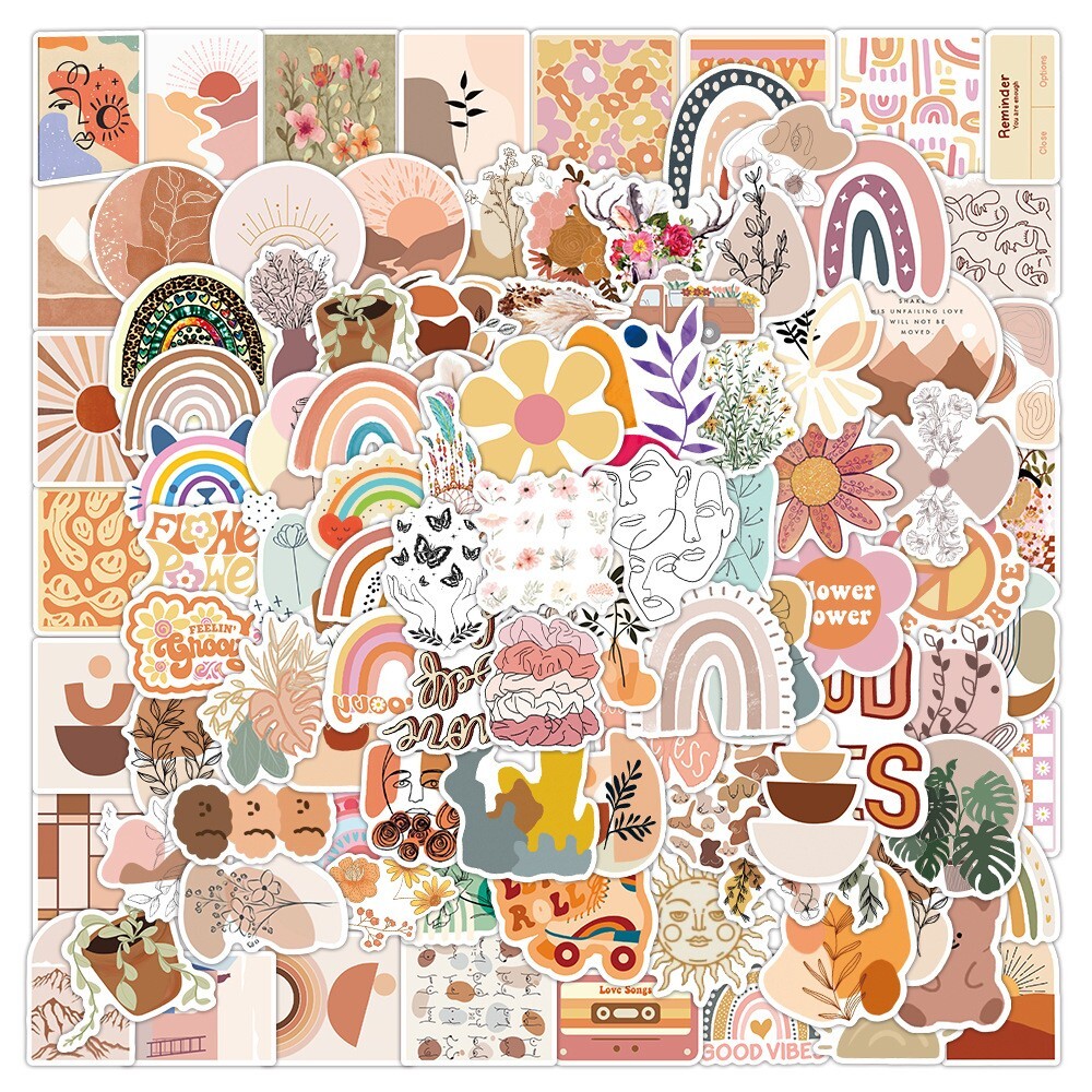 100pcs RETRO COTTAGECORE Vintage Stickers,Aesthetic Victotia Flowers Peacock,186