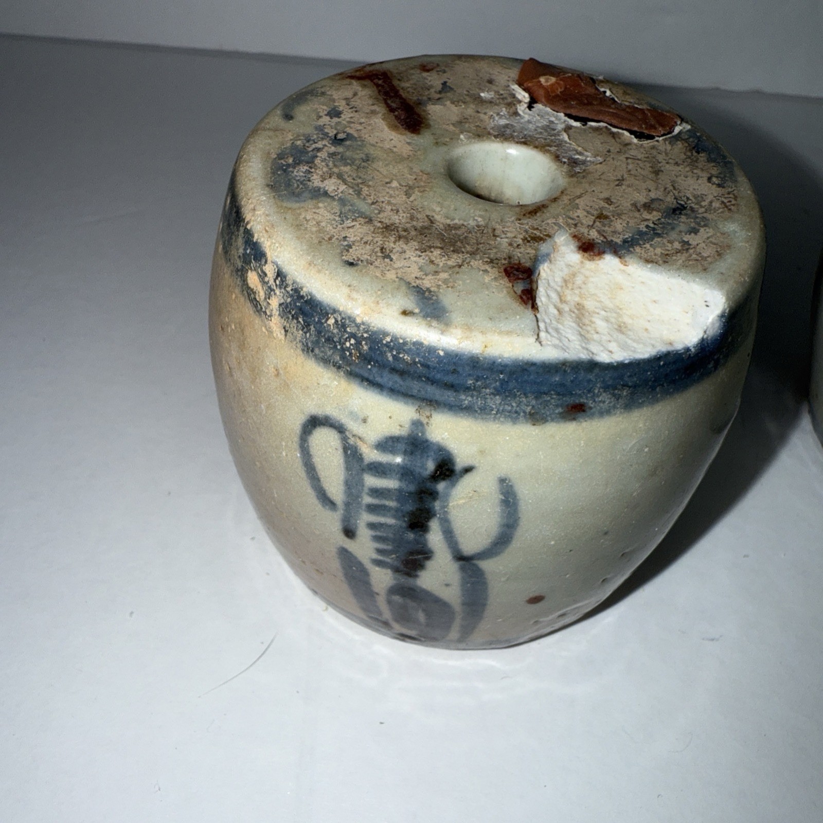 2 Antique Chinese Blue/White Porcelain Barrel Xianglu Lu Incense Burner Holder