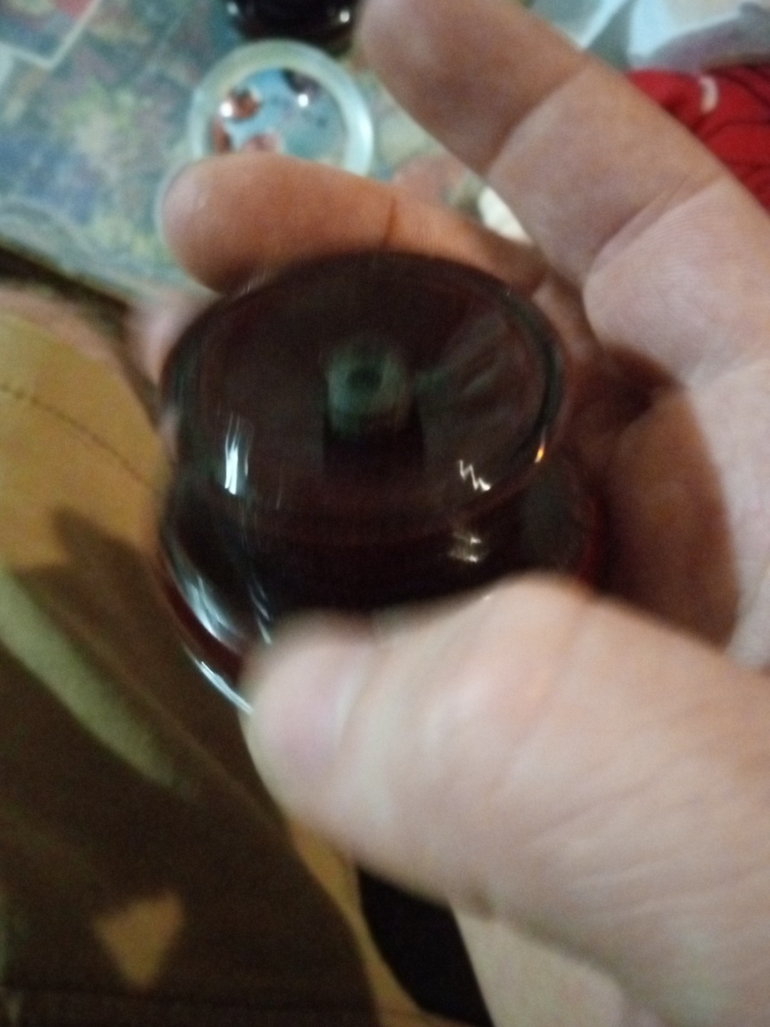 Vintage Chinese Hand Reverse Painted Glass Globe / Wooden Base Stand – 5″ Sphere