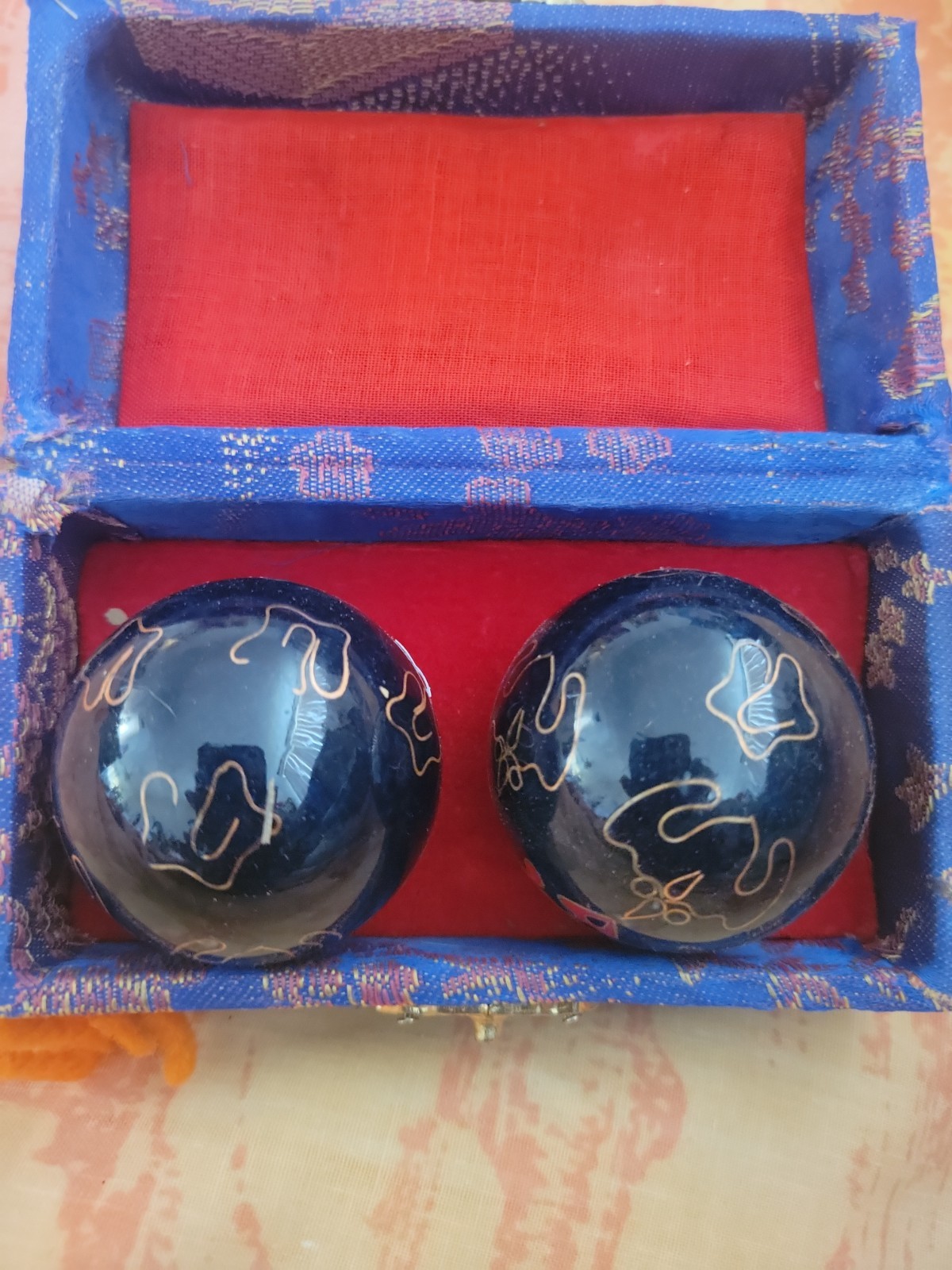 Vintage Shou Xing Chinese Boading Iron Balls ~ Chiming Meditation Wellbeing