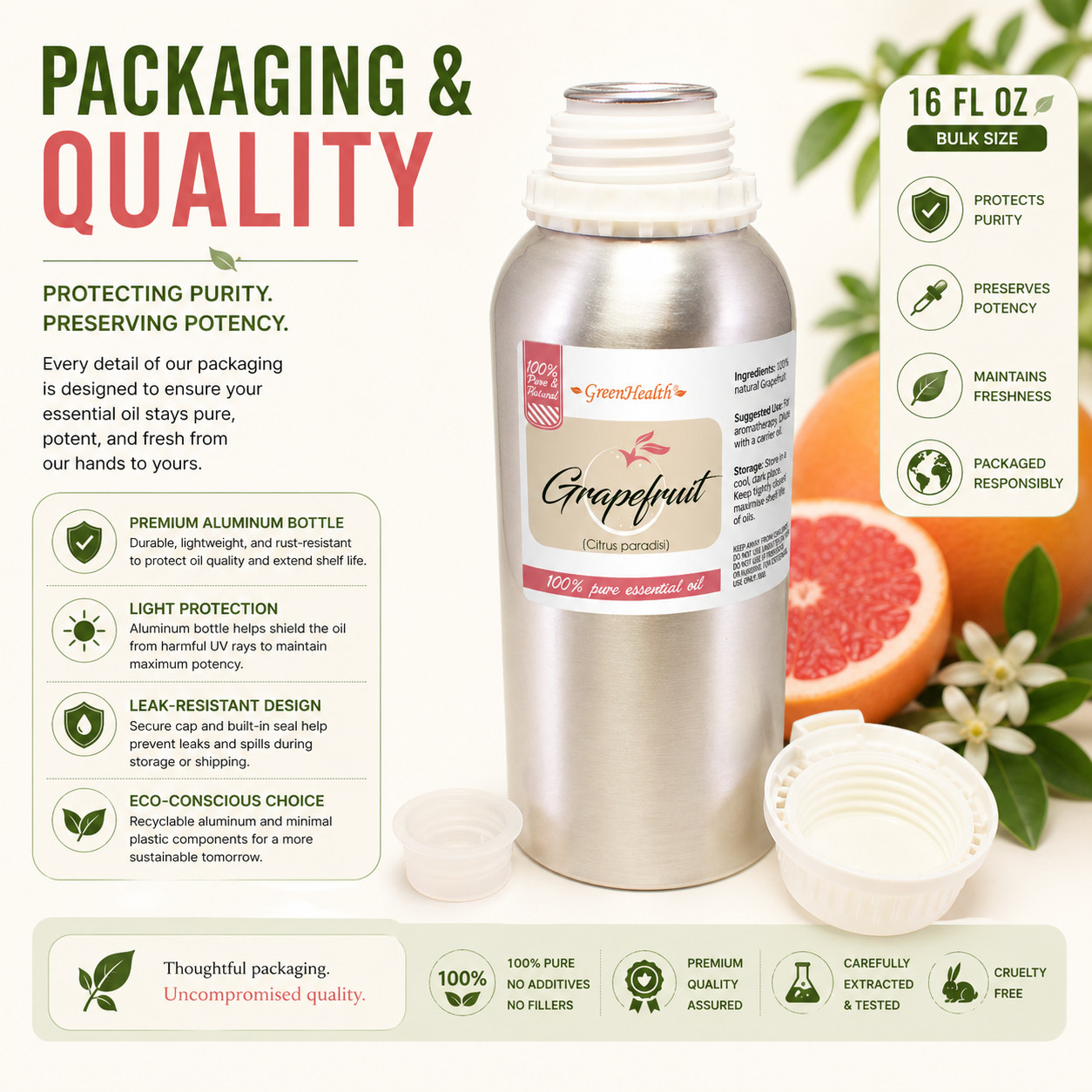 16 fl oz Grapefruit Essential Oil (100% Pure & Natural)
