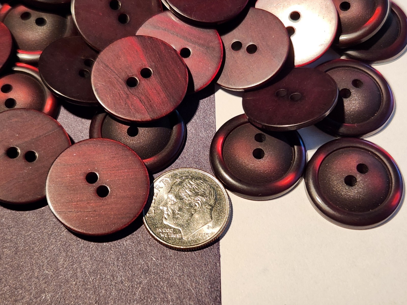 12 Plum Color 2mm rim domed center 2-hole sew-through buttons 3/4″ 20mm