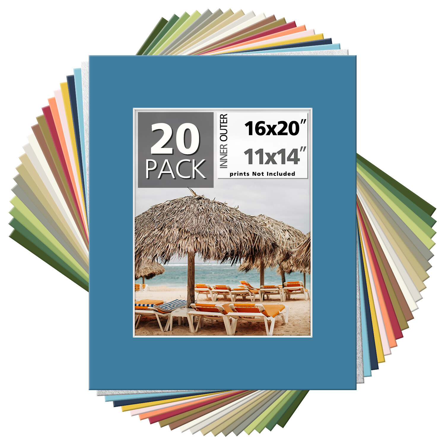 20 Pack 16×20 Picture Mat Bevel Cut Acid Free for 11×14 Photo Framing Mats