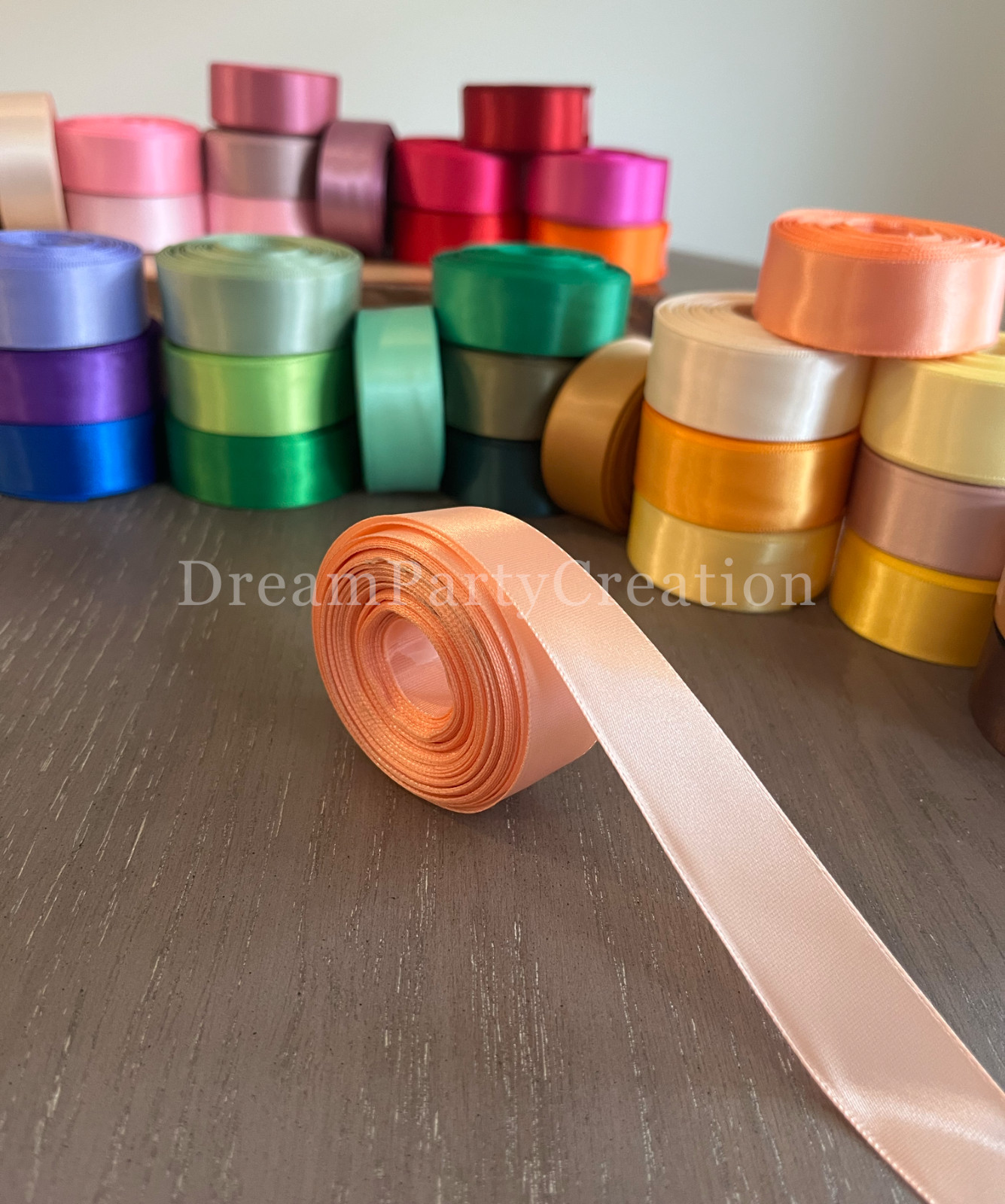 Rolled up 7/8″ SINGLE FACE SATIN Ribbon 100% Polyester Choose Color & Yards