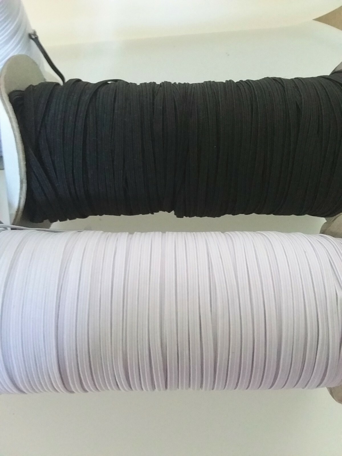 Braided Elastic Flat Band 1/8 inches 3mm Black or White 100 Yards