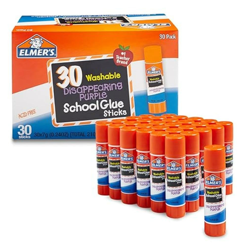 Elmer’S Disappearing Purple School Glue Sticks, Washable, 7 Grams, 30 Count – Po