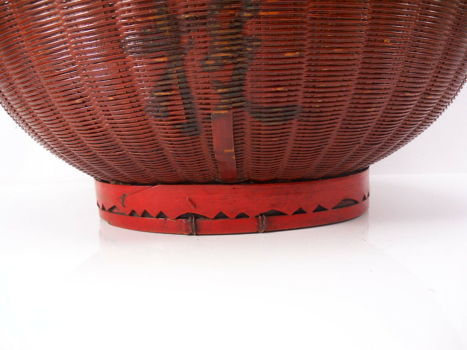 Vintage Large Chinese Red Basket Signed 1950