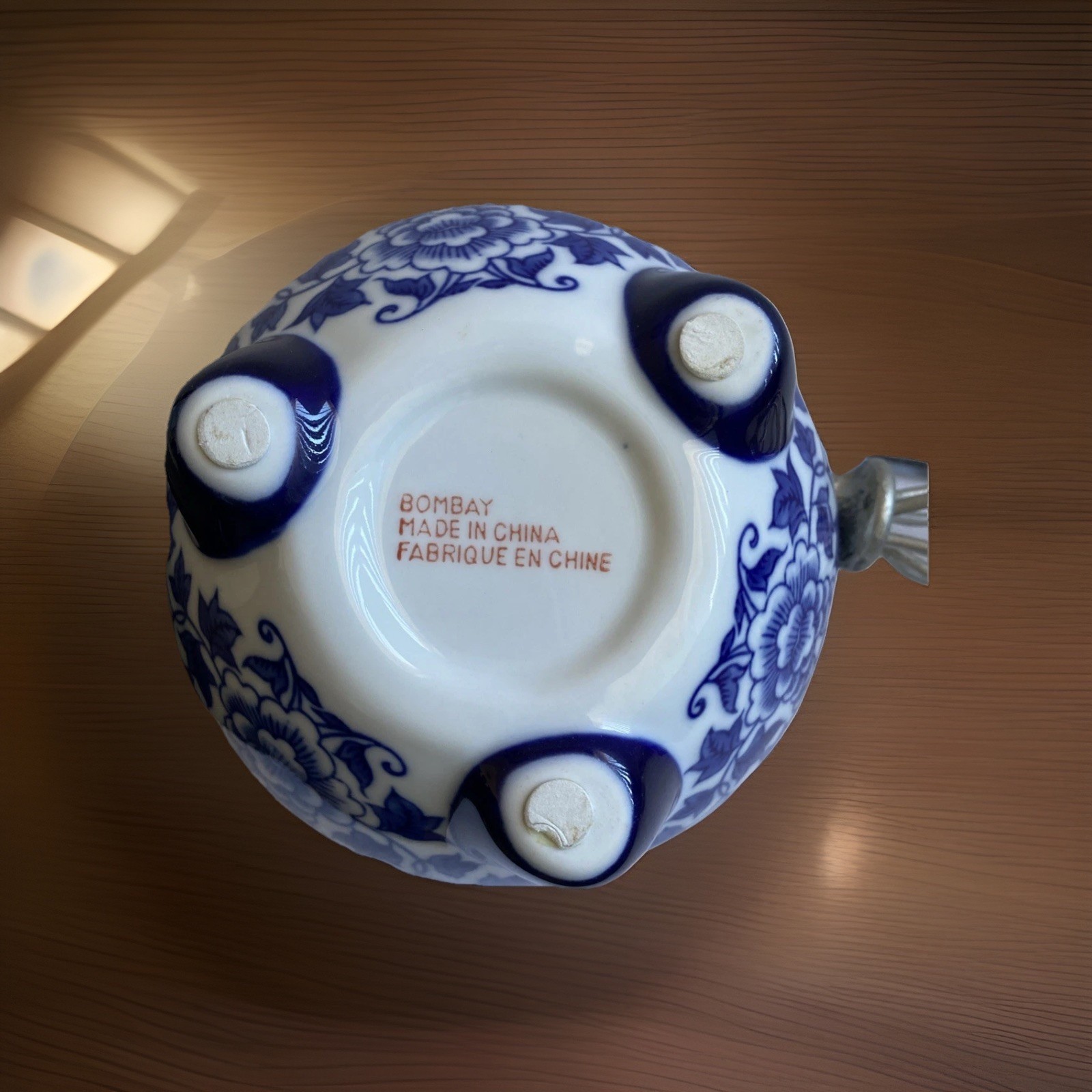 Bombay Incense Burner Potpourri Votive Holder Bowl W/Lid Blue & White 6″ in Dia
